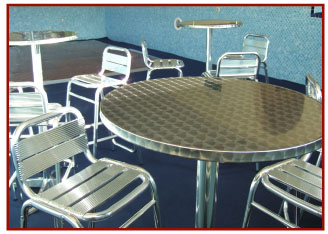 Aluminium stools and high tables 1